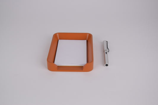 Index Card Holder, 4x6 Note Paper Tray, Black or Orange Memo Organizer