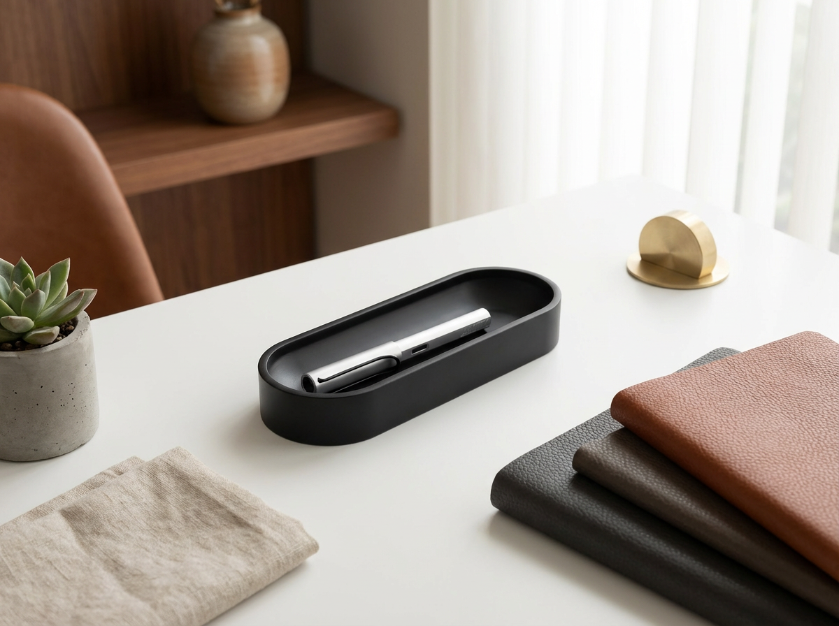 Black Large Oval Pen Tray