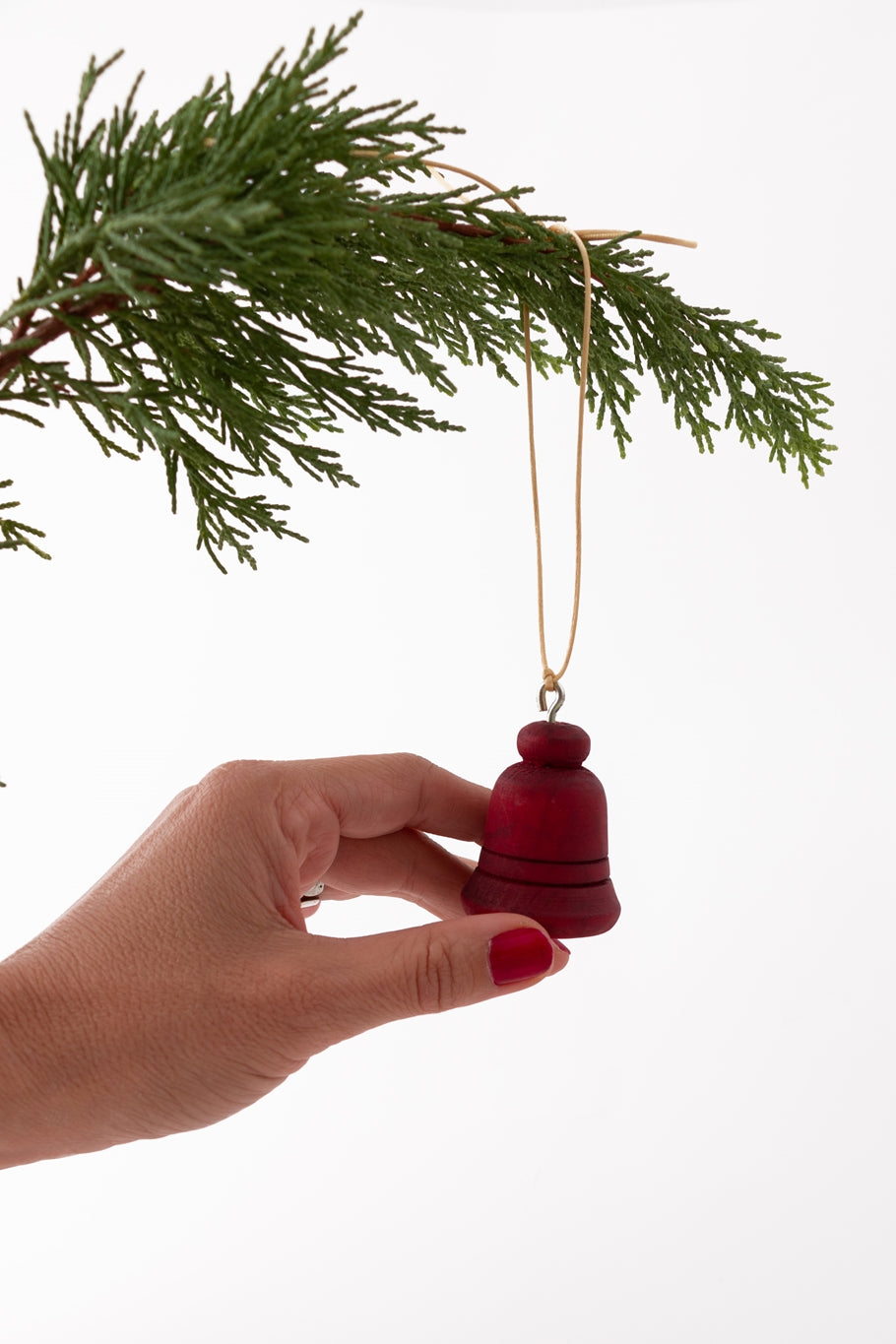 Red Wood Bell Christmas Ornament