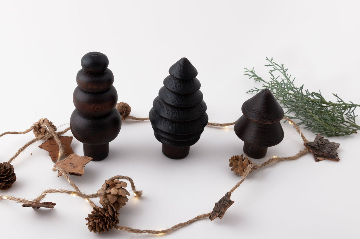 Wooden Christmas Tree Set, Walnut Stained