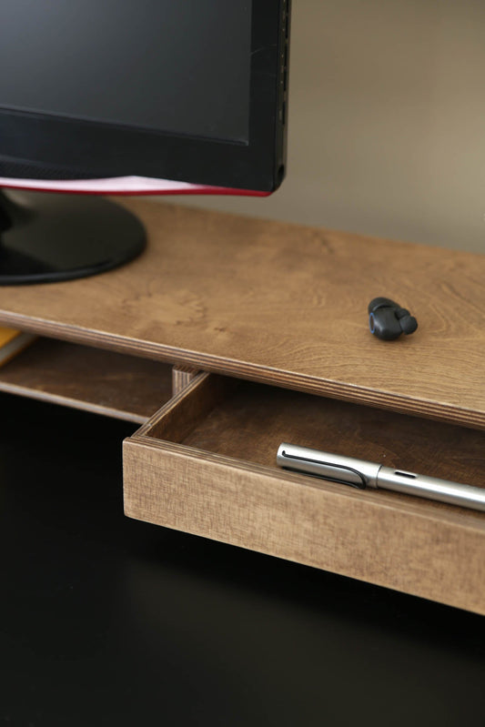 Dual Wooden Monitor Stand for Desk