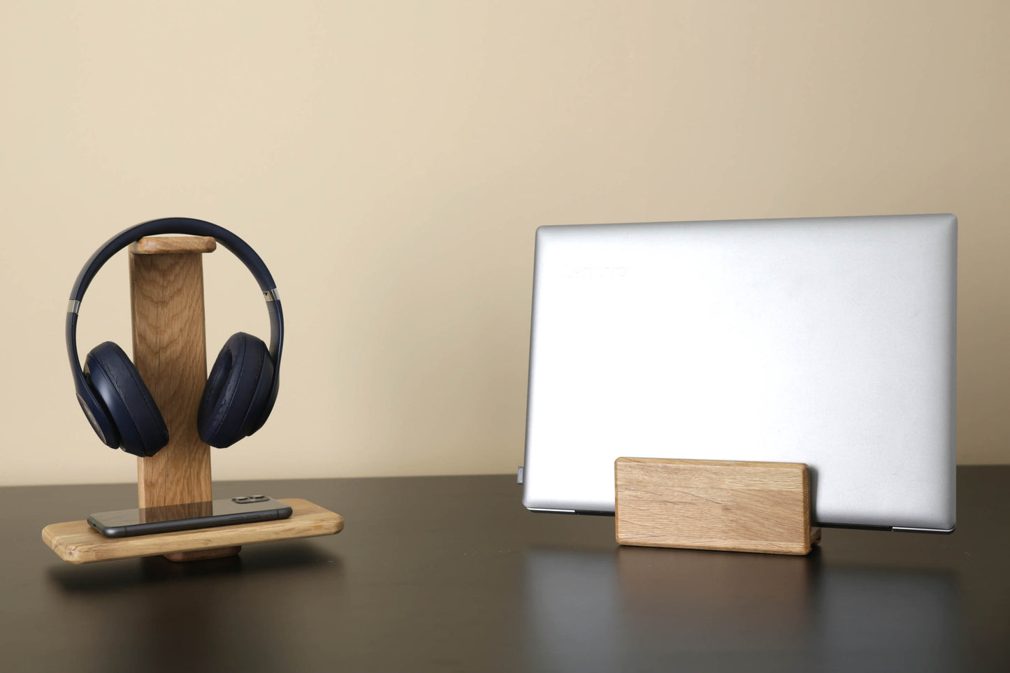 Oak Wood Vertical Laptop Holder