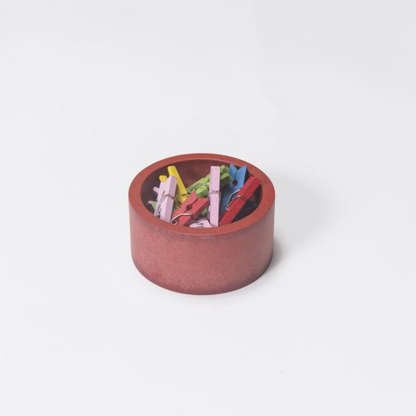 Iulia Red Round Paper Clip Holder Clear Desk Organiser Minimalist Desk Organizer Office Desk Accessories Wood Wooden Paper Clip Holder Iulia