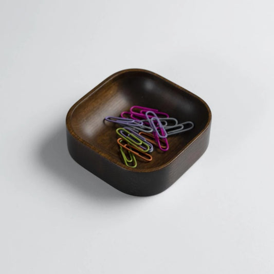 Walnut Stained Beechwood Paper Clip Holder
