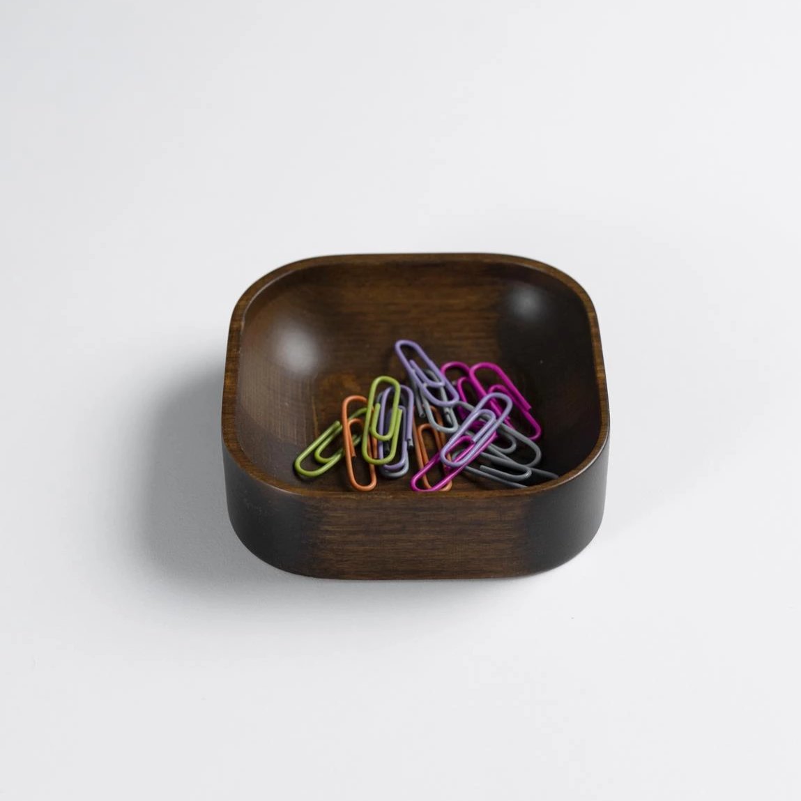 Walnut Stained Beechwood Paper Clip Holder