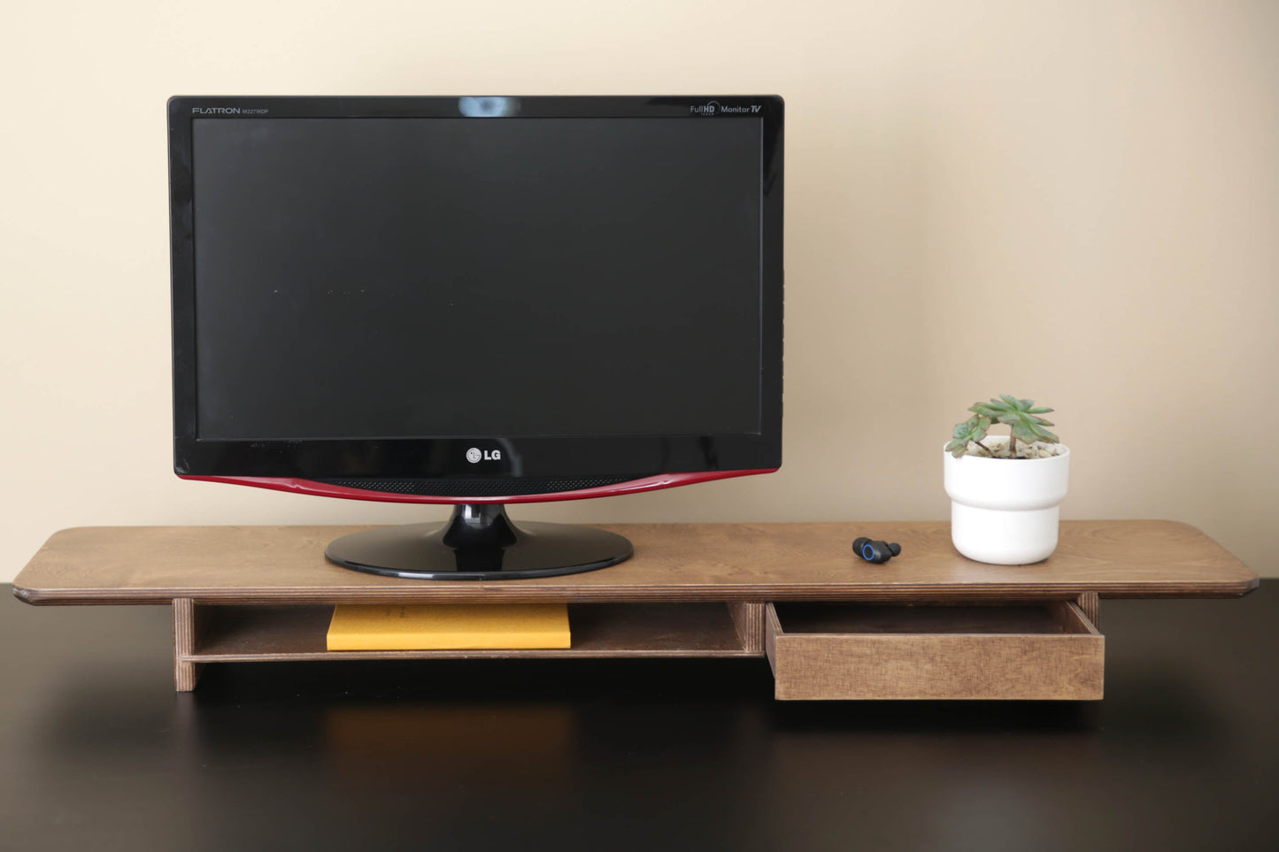 Dual Wooden Monitor Stand for Desk