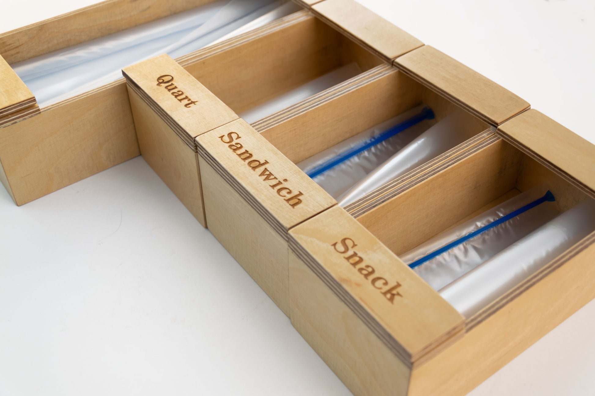 Wood Storage Bag Organizer, Baggie Organizer for Kitchen Drawer