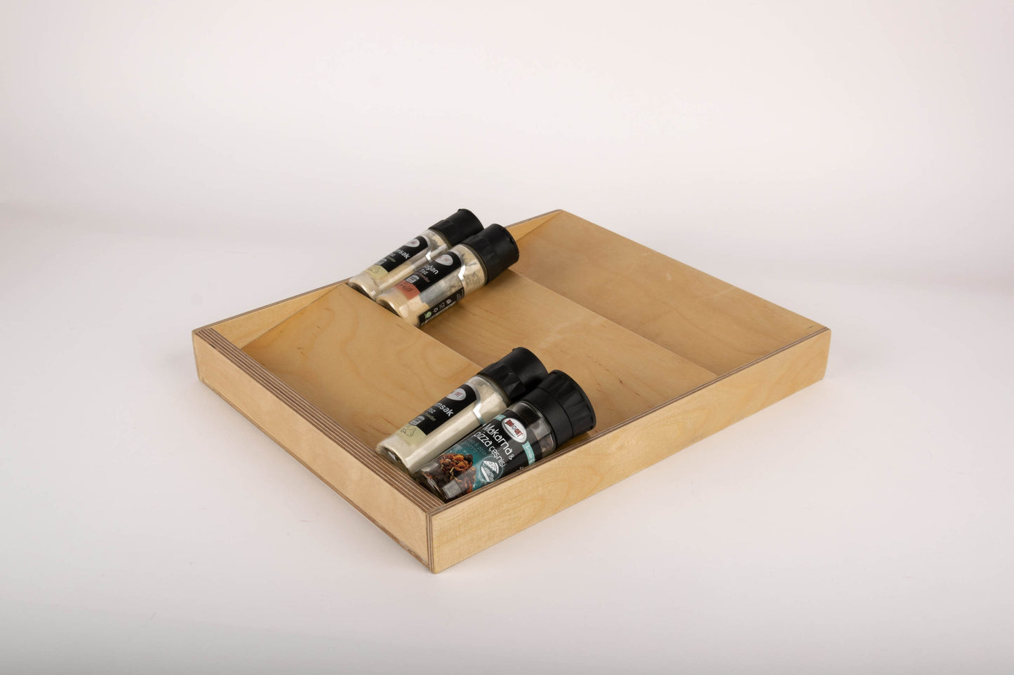Birch Drawer Spice Organizer, Spice Rack for Kitchen Drawers, 3 Tier Slanted Spice Drawer Insert