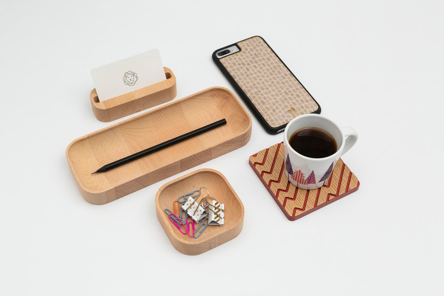 Beechwood Paper Clip Holder