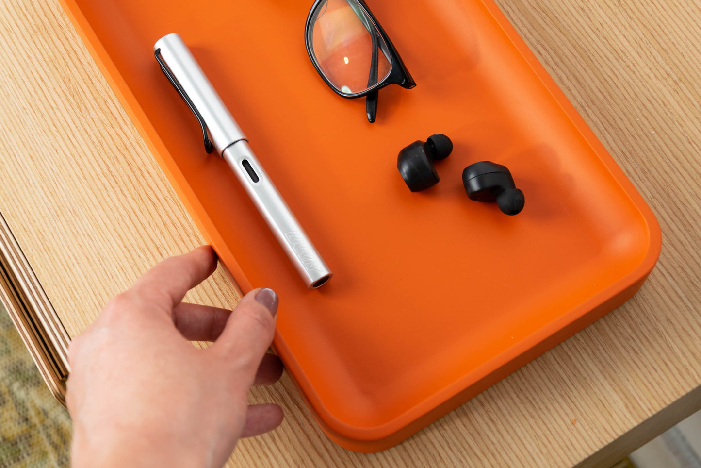 Orange Catchall, Nightstand Organizer