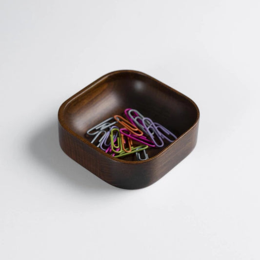 Dark Mahogany Stained Beechwood Paper Clip Holder