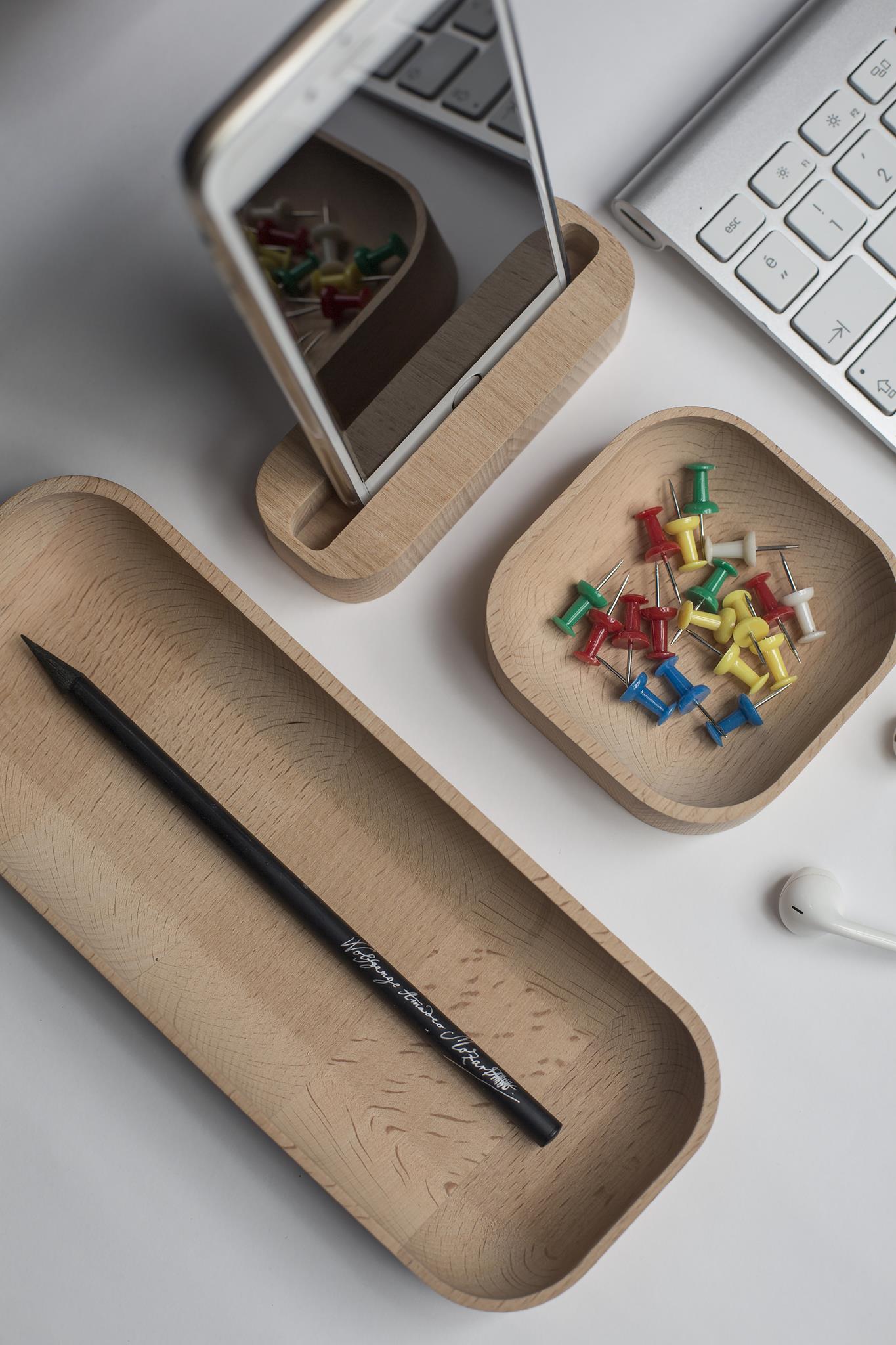Beechwood Paper Clip Holder