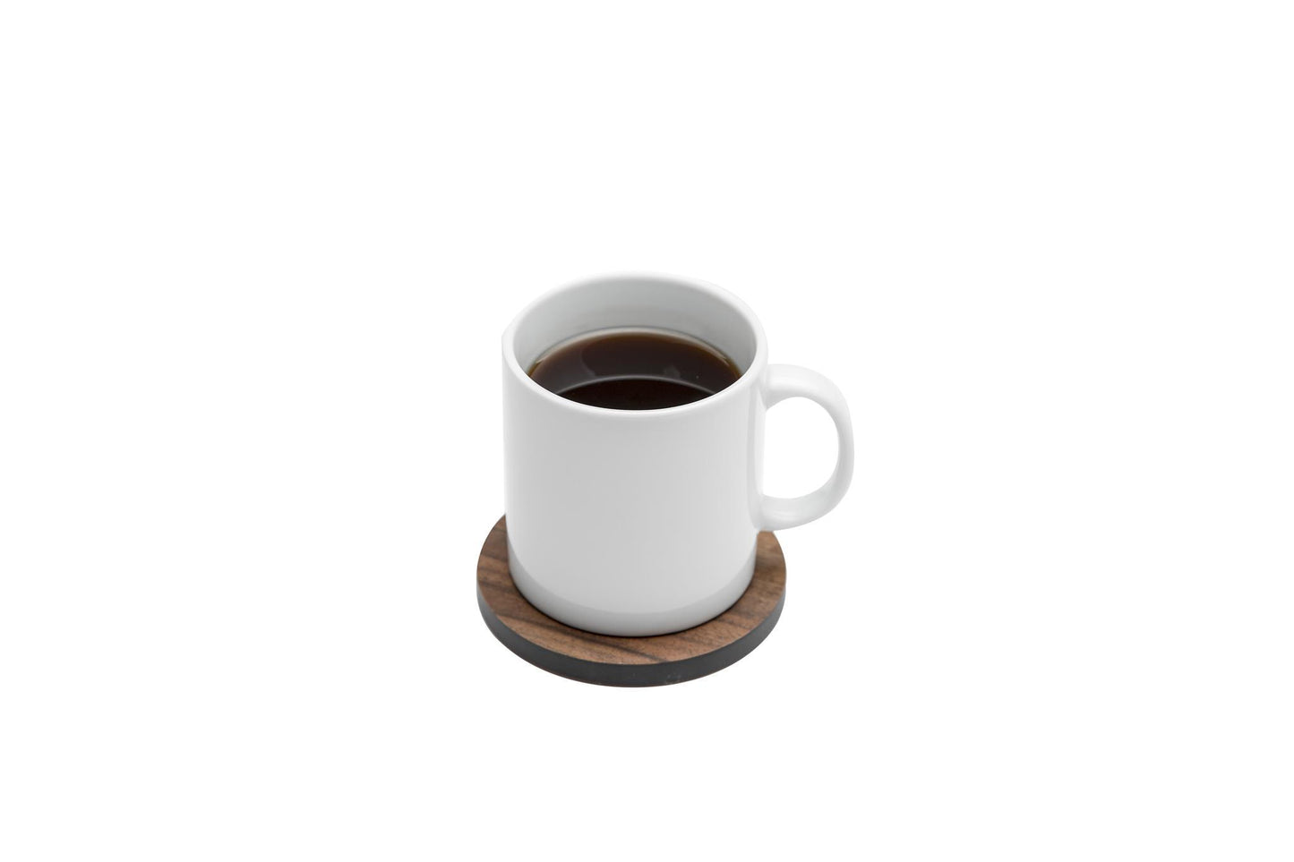 Iulia Walnut And Black Round Wood Coaster With Cork Rubber Bottom Set Black And Walnut Coasters Standard Iulia