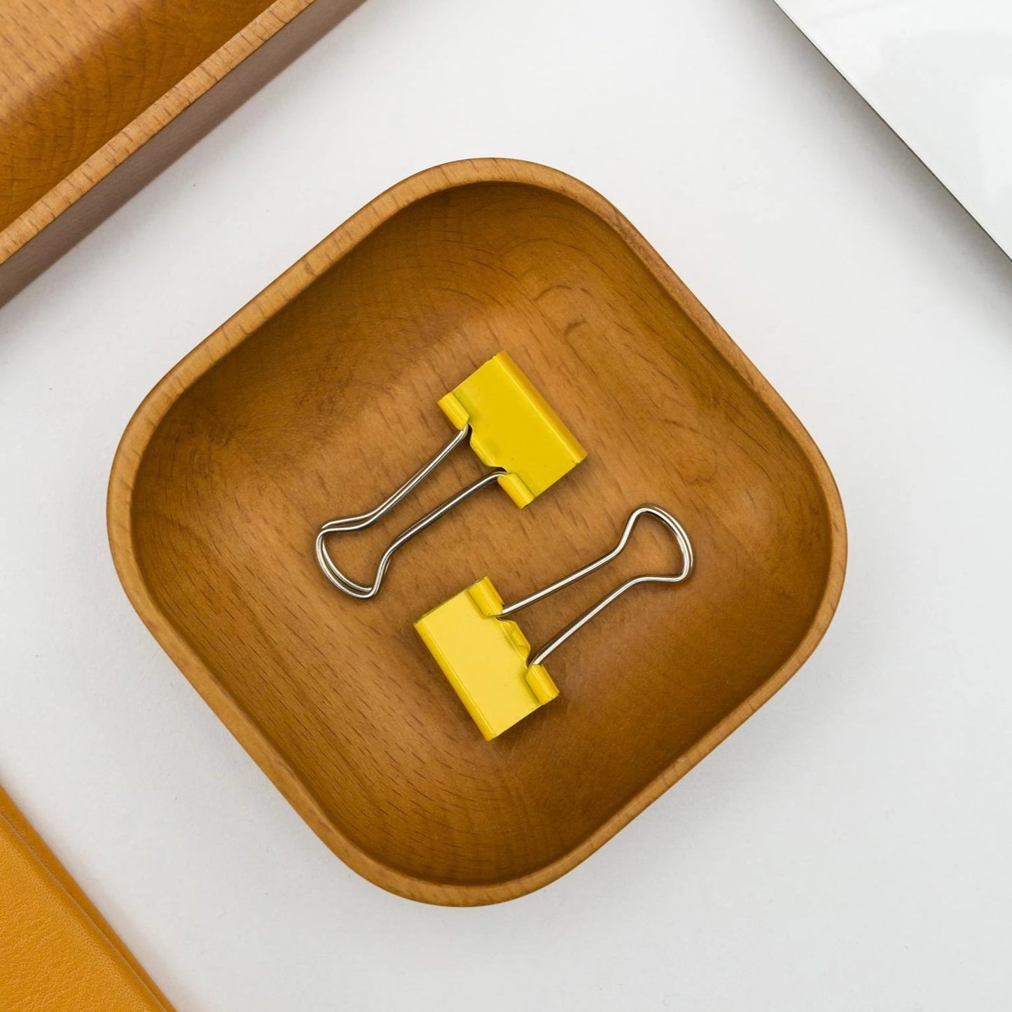 Oak Stained Beechwood Paper Clip Holder