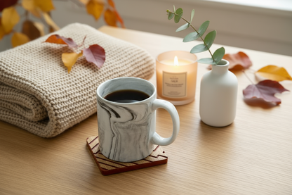 Black and Oak Zigzag Wood Coaster