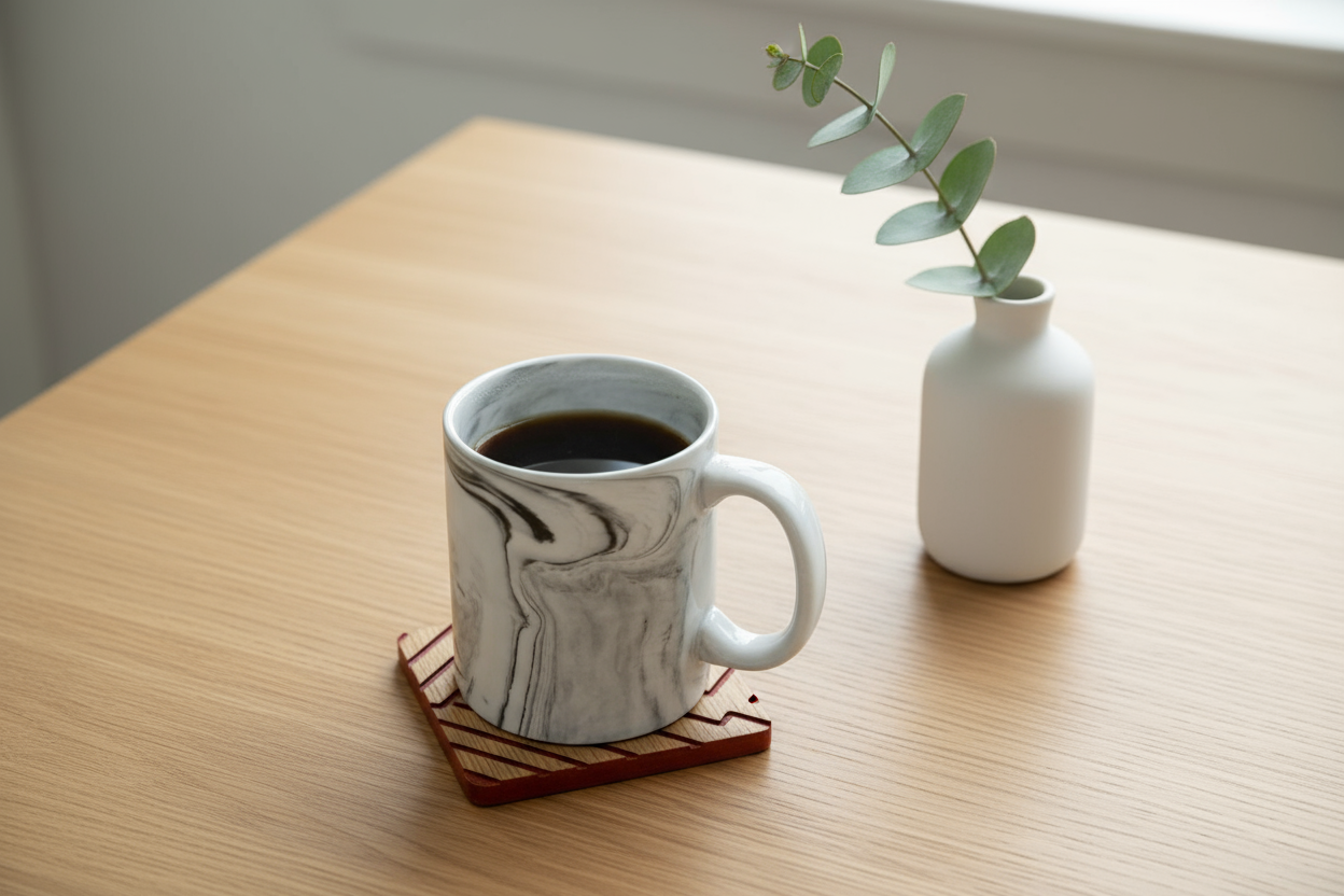 Black and Oak Zigzag Wood Coaster