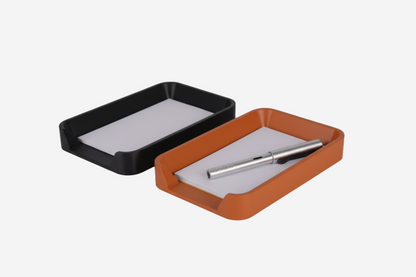 Index Card Holder, 4x6 Note Paper Tray,  Black or Orange Memo Organizer