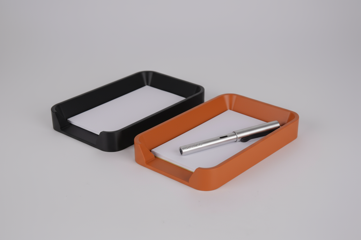Index Card Holder, 4x6 Note Paper Tray,  Black or Orange Memo Organizer