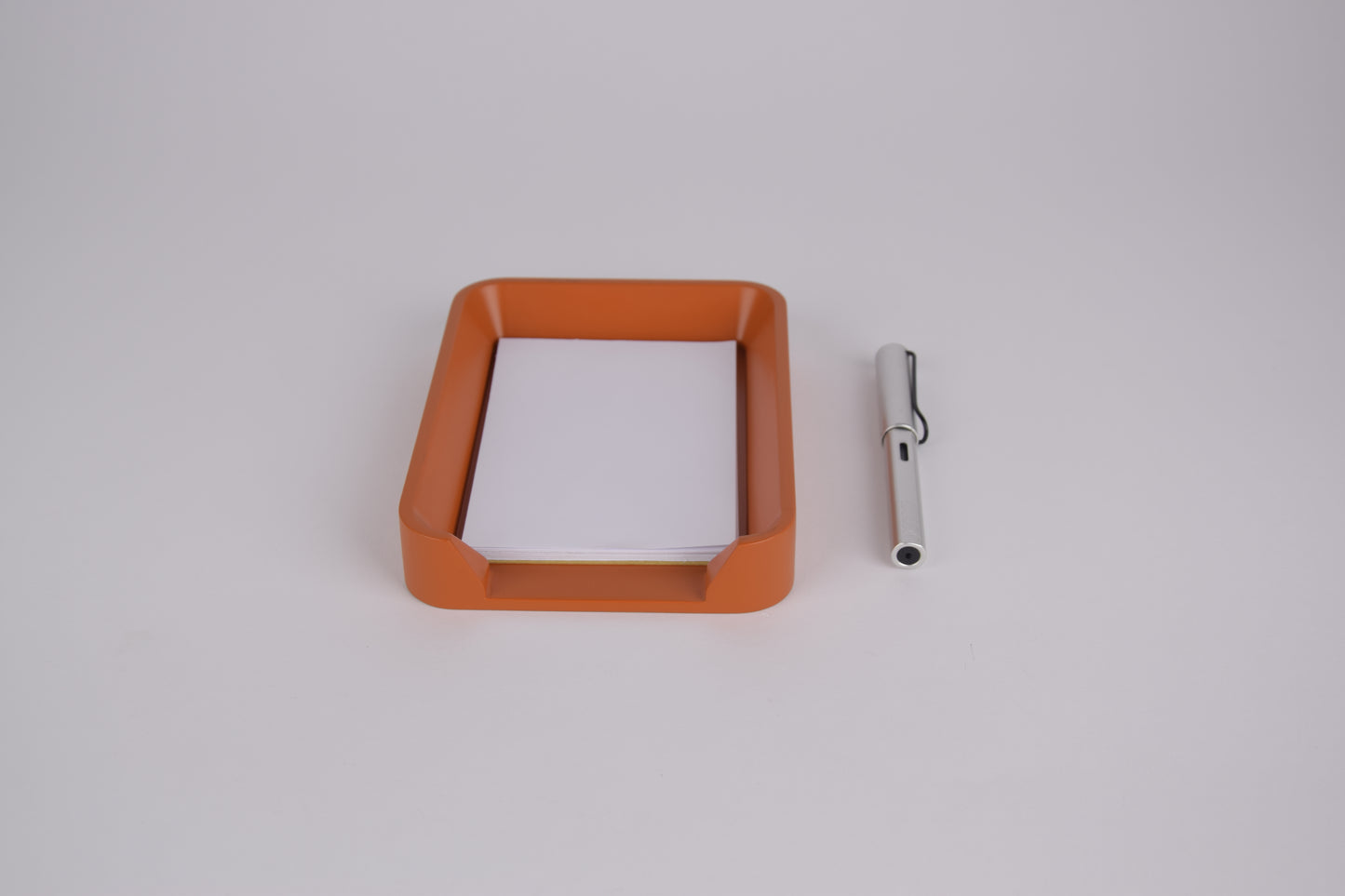 Index Card Holder, 4x6 Note Paper Tray,  Black or Orange Memo Organizer