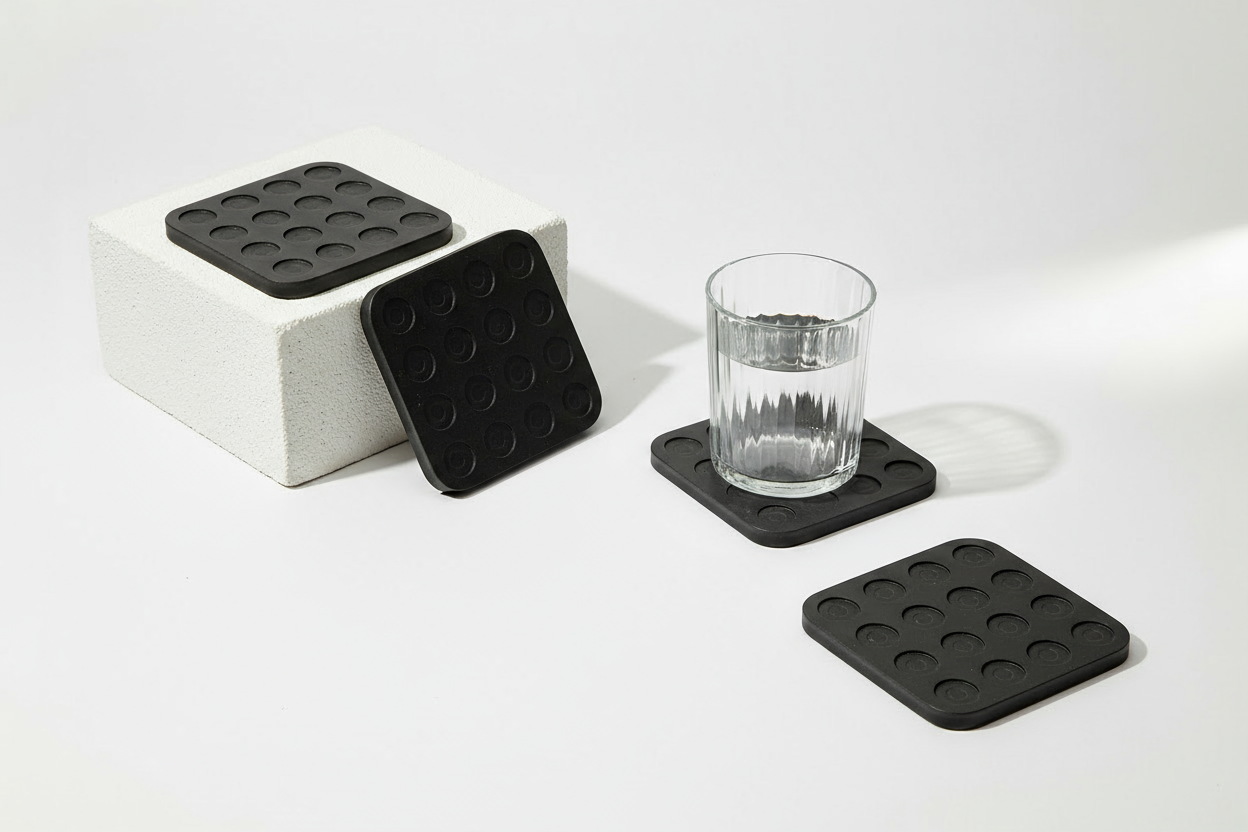 Black Wood Circles Coaster