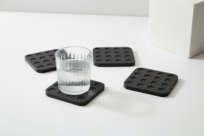Black Wood Circles Coaster