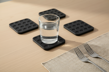 Black Wood Circles Coaster