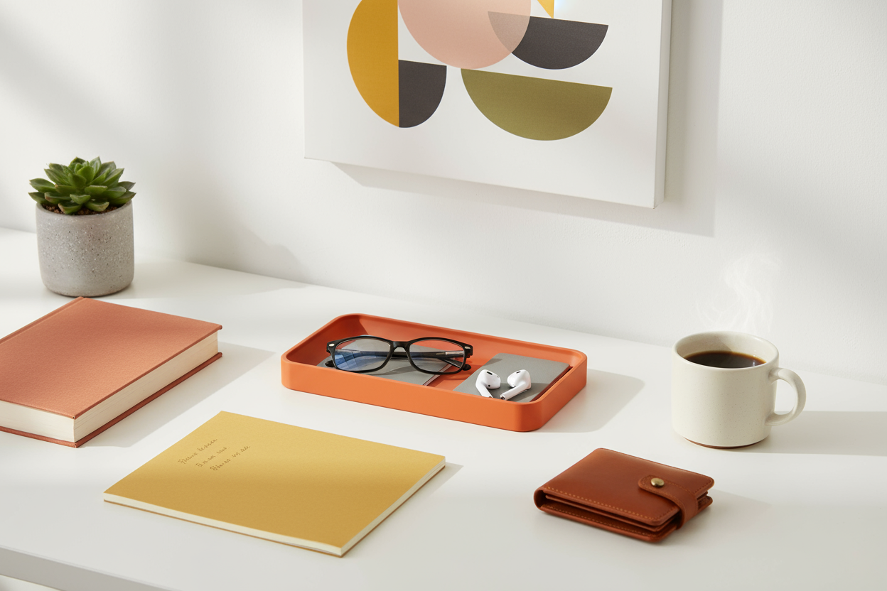 Orange Catchall, Nightstand Organizer