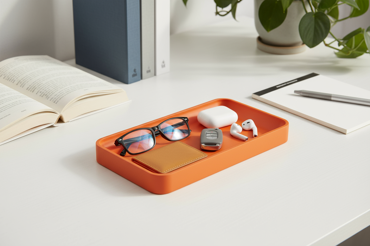 Orange Catchall, Nightstand Organizer