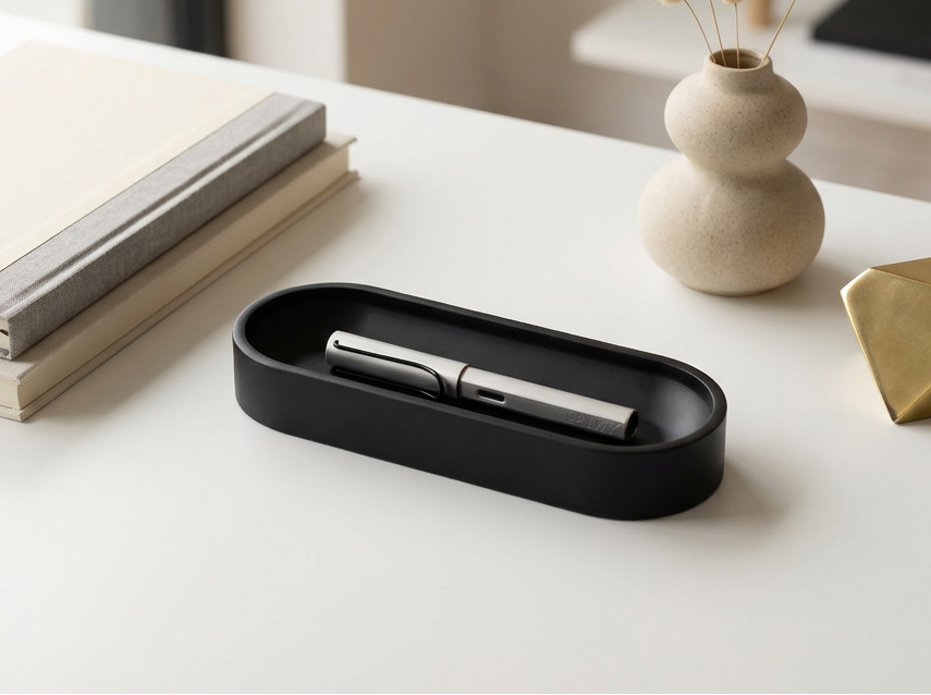 Black Large Oval Pen Tray