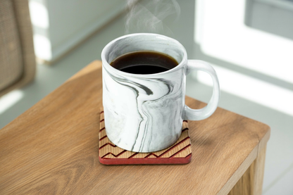 Red and Oak Zigzag Wood Coaster