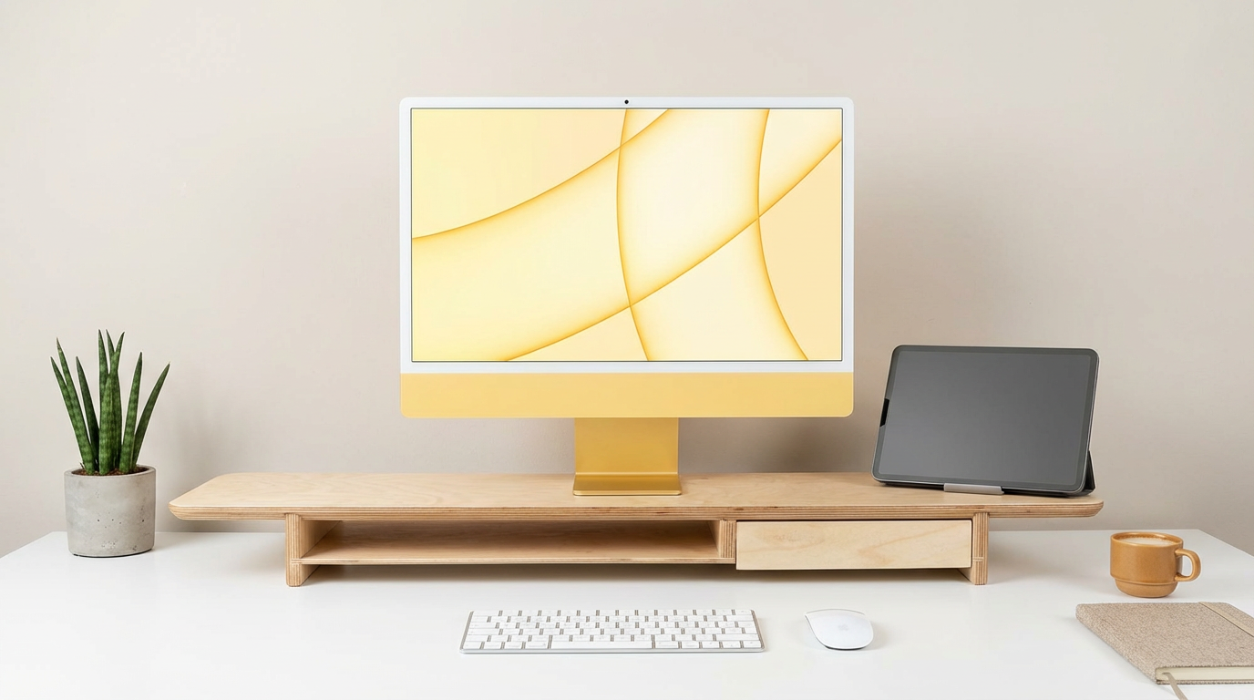 Dual Wooden Monitor Stand for Desk