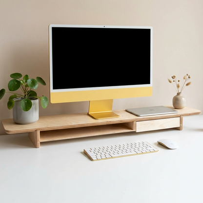 Dual Wooden Monitor Stand for Desk