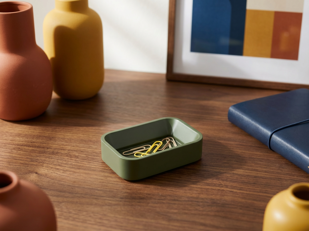 Olive Green Desk Organizer Set
