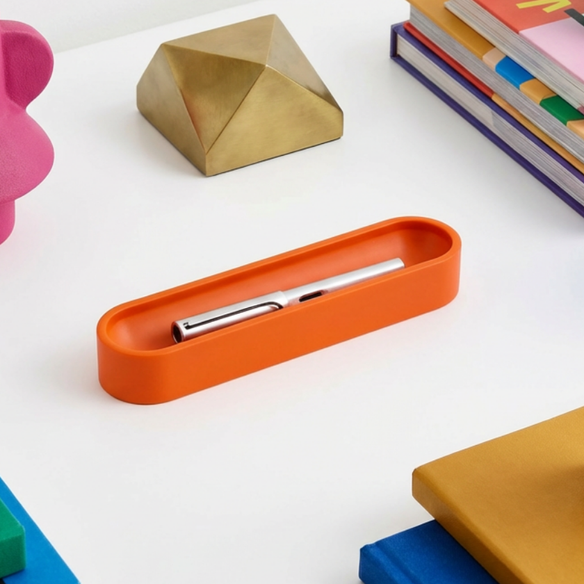 Orange Oval Pen Tray