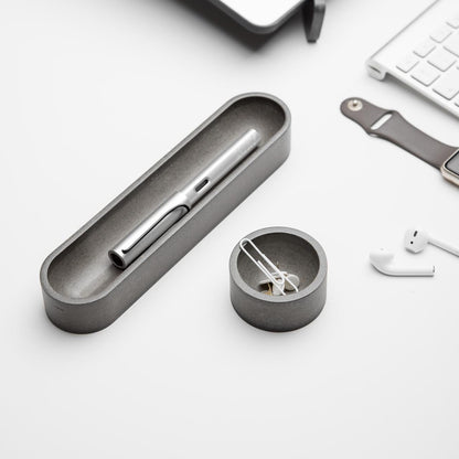 Gray Oval Desk Organizer Set