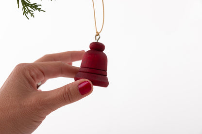 Red Wood Bell Christmas Ornament