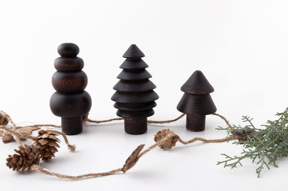 Wooden Christmas Tree Set, Walnut Stained