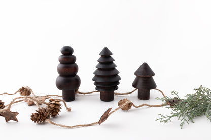 Wooden Christmas Tree Set, Walnut Stained