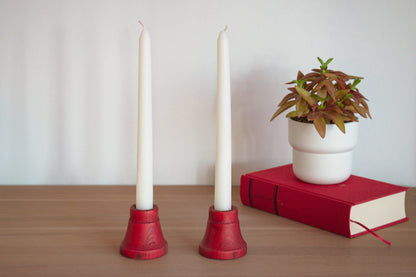 Red Minimalist Candlestick Holder Set, Set of Two