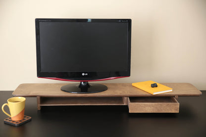 Dual Wooden Monitor Stand for Desk