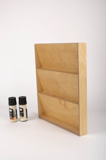 Birch Drawer Spice Organizer, Spice Rack for Kitchen Drawers, 3 Tier Slanted Spice Drawer Insert