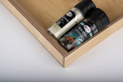 Birch Drawer Spice Organizer, Spice Rack for Kitchen Drawers, 3 Tier Slanted Spice Drawer Insert