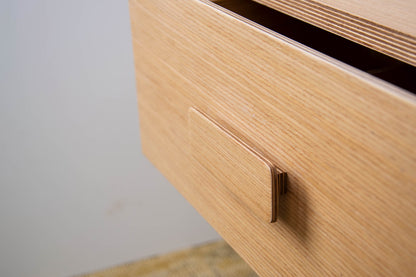 Scandinavian Oak Floating Bedside Table with One Drawer, Wall Mounted Nighstand with Wooden Handle