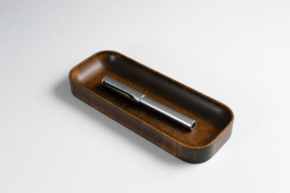 Walnut Stained Beechwood Desk Organizer Set