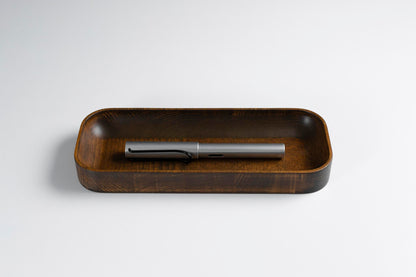 Walnut Stained Beechwood Desk Organizer Set