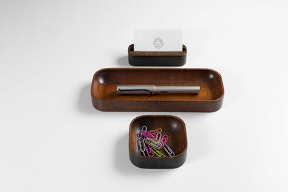 Dark Mahogany Stained Beechwood Paper Clip Holder