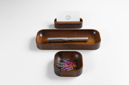 Dark Mahogany Stained Beechwood Business Card Holder