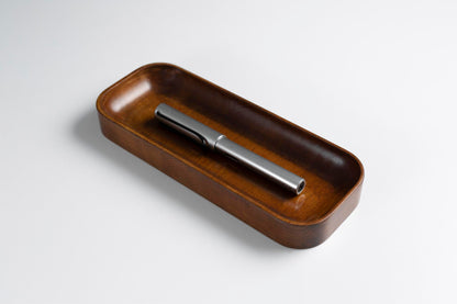 Dark Mahogany Stained Beechwood Desk Organizer Set